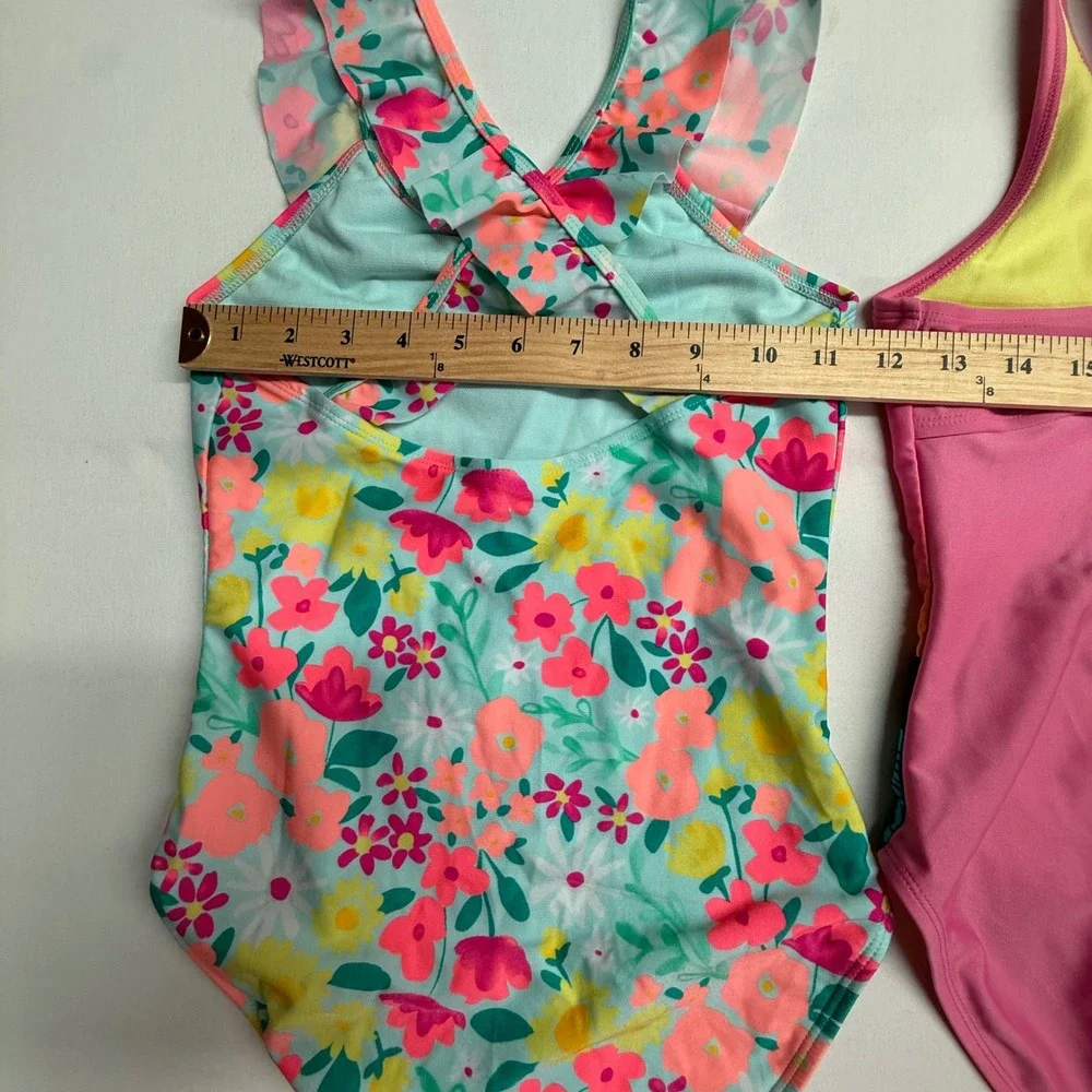 Girls Swimsuit Bundle Lot 2‎ Size Large 10/12 Cat & Jack Art Class One Piece